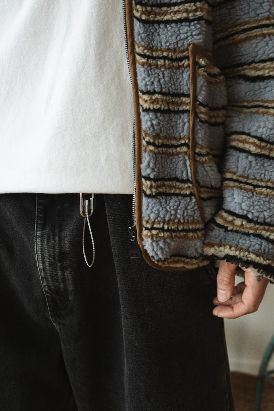 Cardigan Cameron Zip - Grey Stripes
