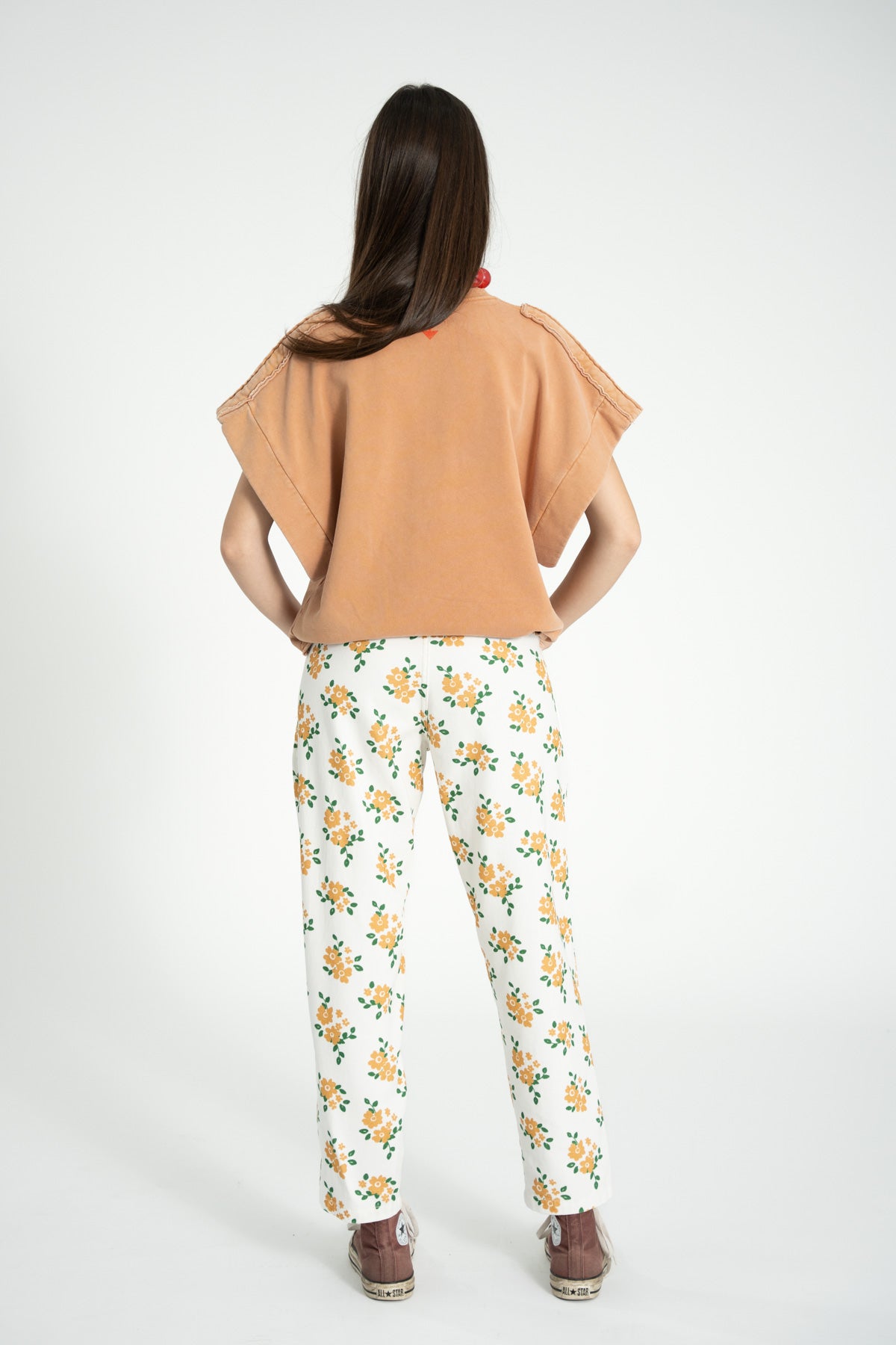 Trousers - Ecru Mustard Flowers