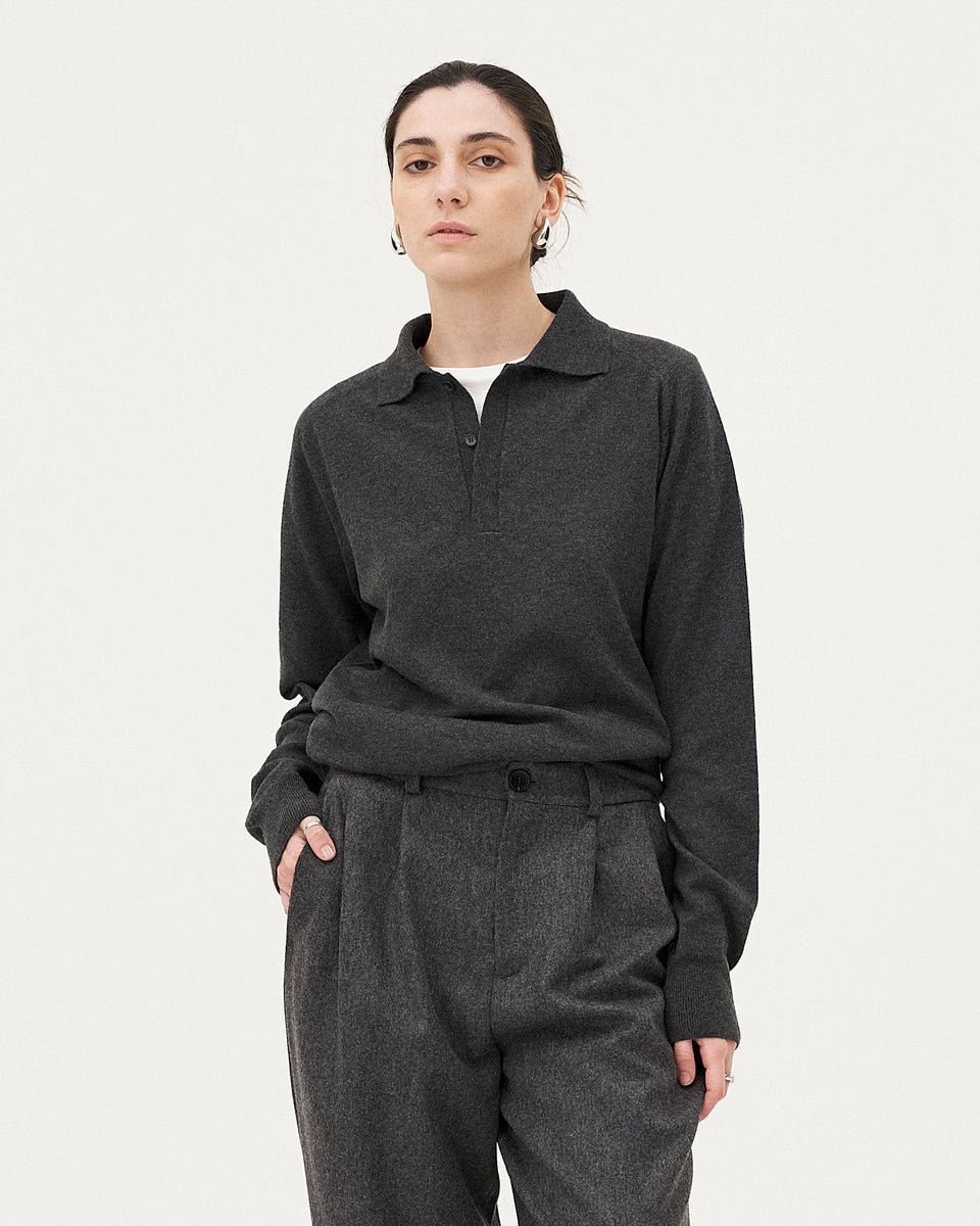 Polo manches longues Hanzo - Anthracite