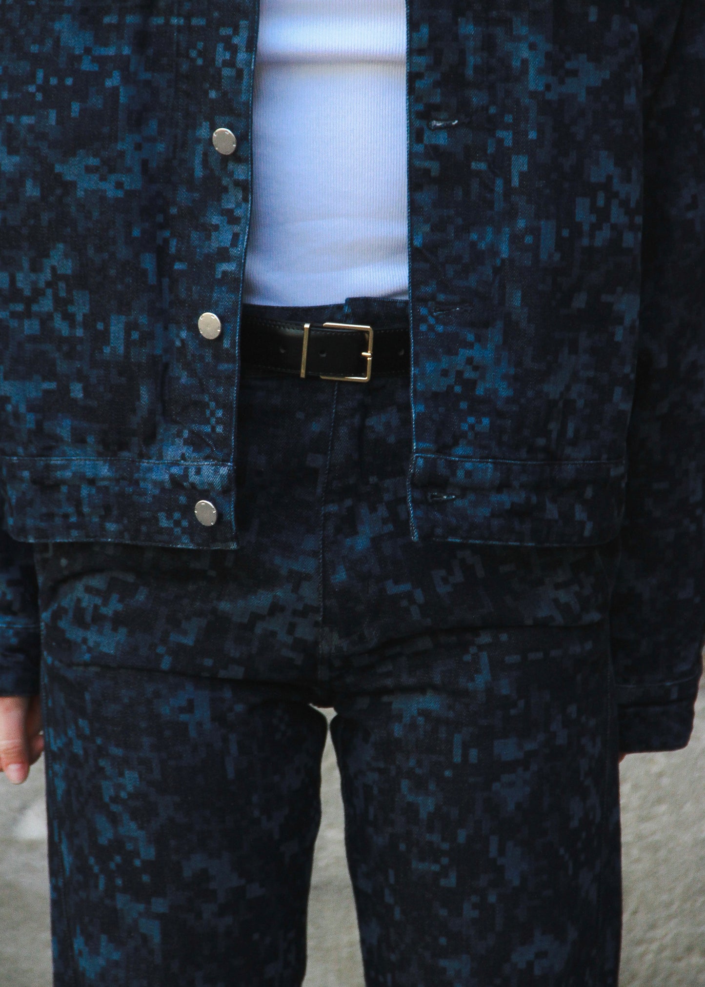 Night Camo Denim Pants - Raw Blue