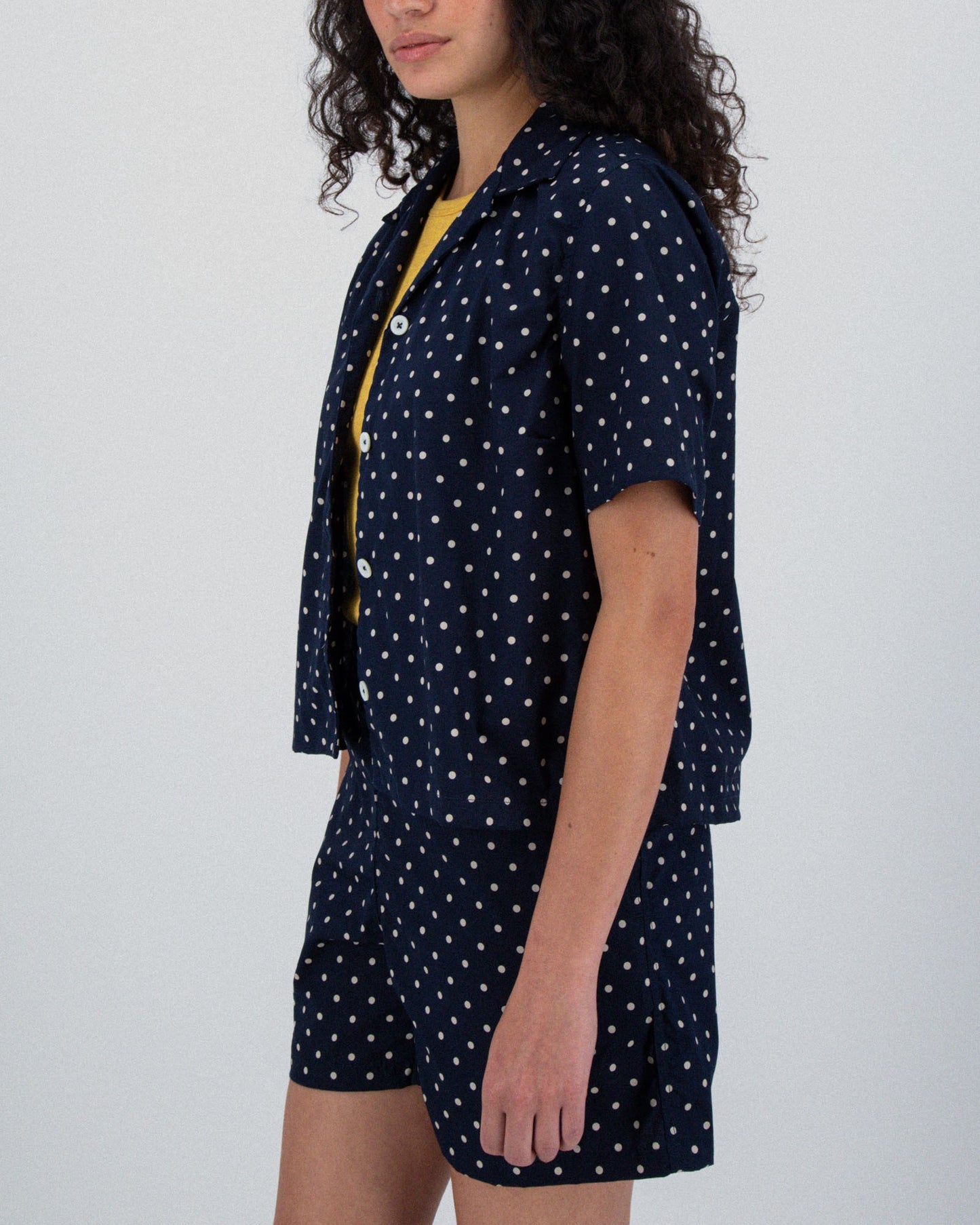 Cocktails for the Girls shirt - Japanese Polka dot navy
