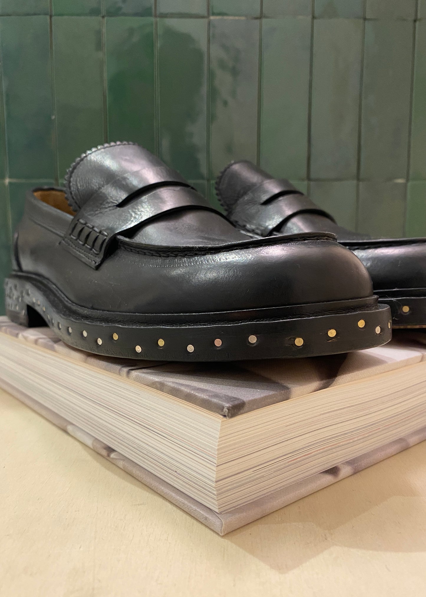 Mocassins noir semelle clous