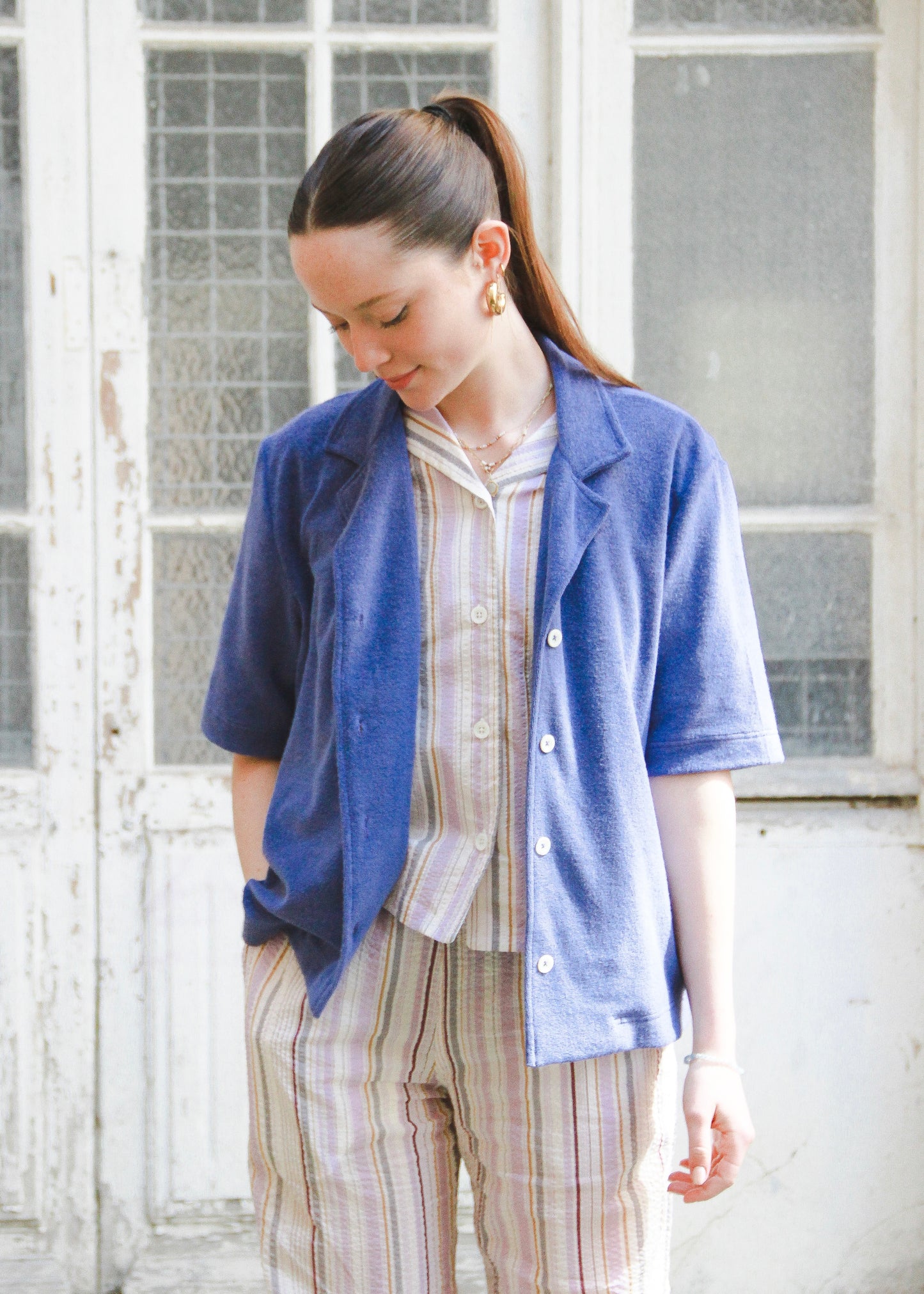 Chemise Cocktails for the Girls shirt - Fantasy - Violet Strip