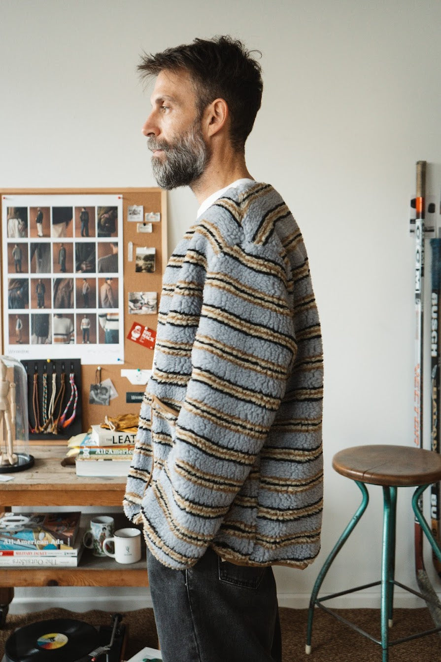 Cardigan Cameron Zip - Grey Stripes