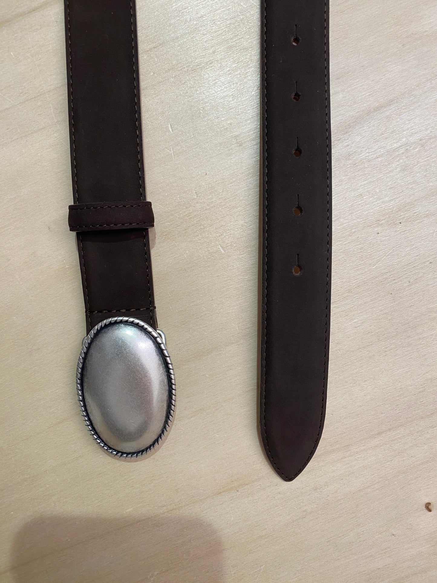 Ceinture daim chocolat boucle plate 94975AS