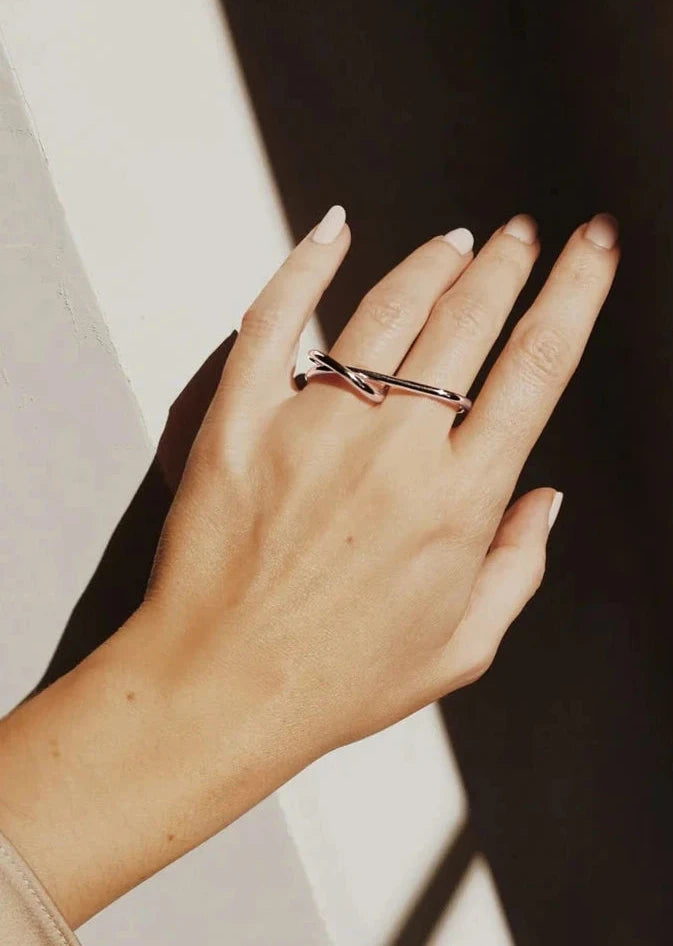 Bague double L’audacieuse argent