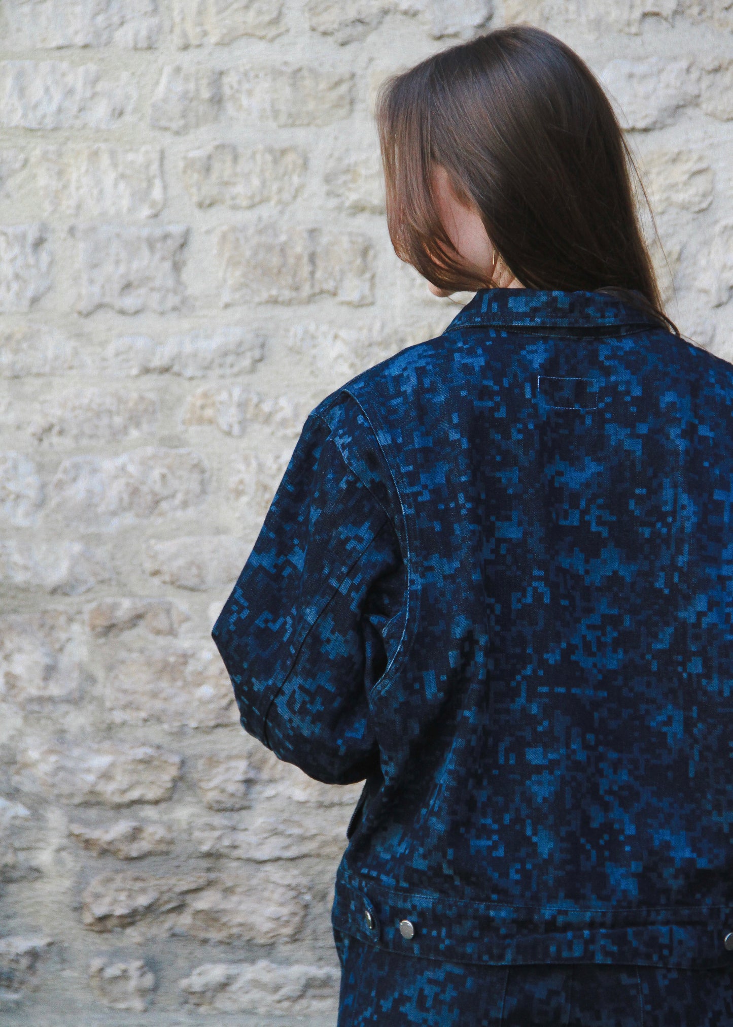 Night Camo Denim Jacket - Raw Blue