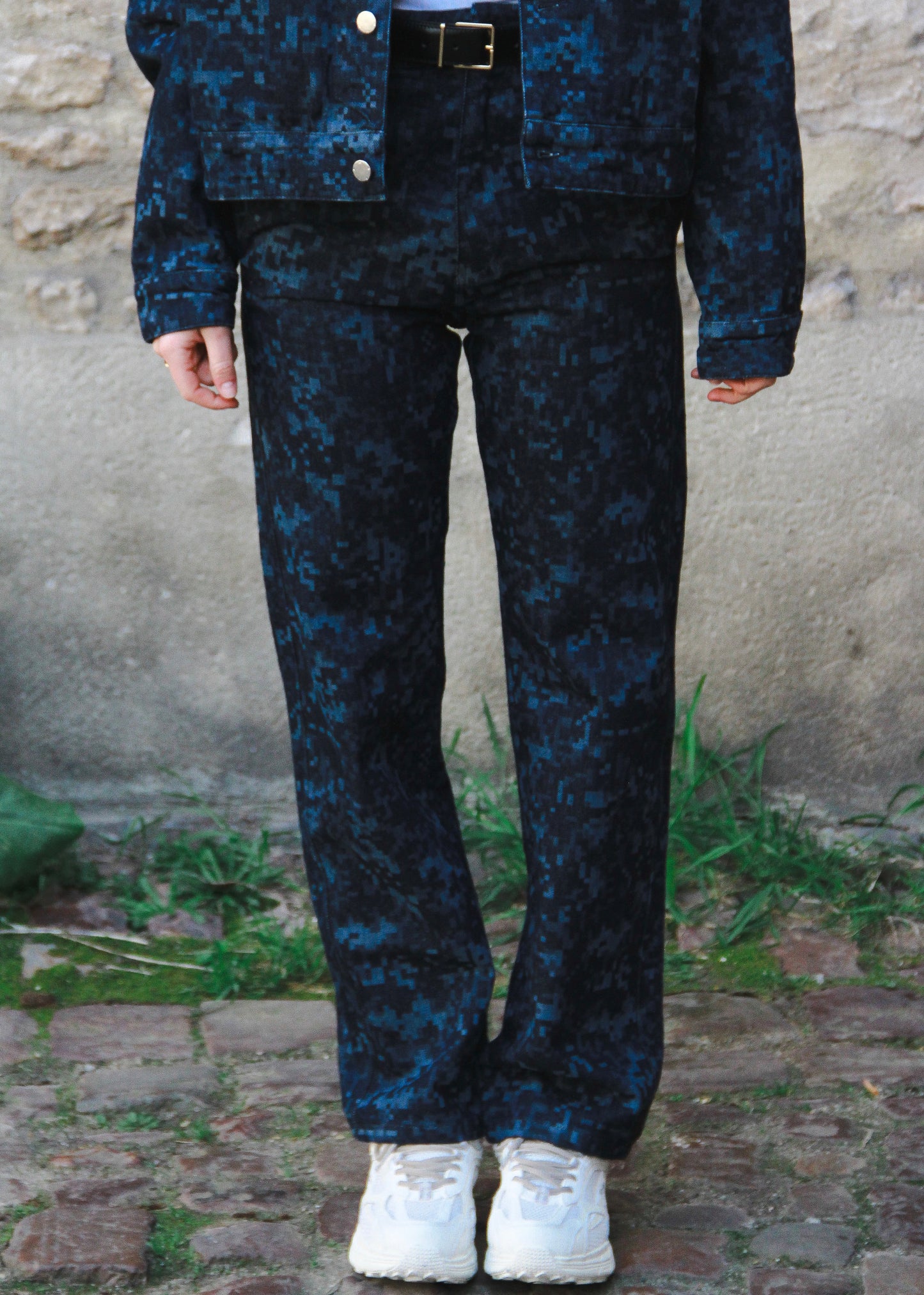Night Camo Denim Pants - Raw Blue