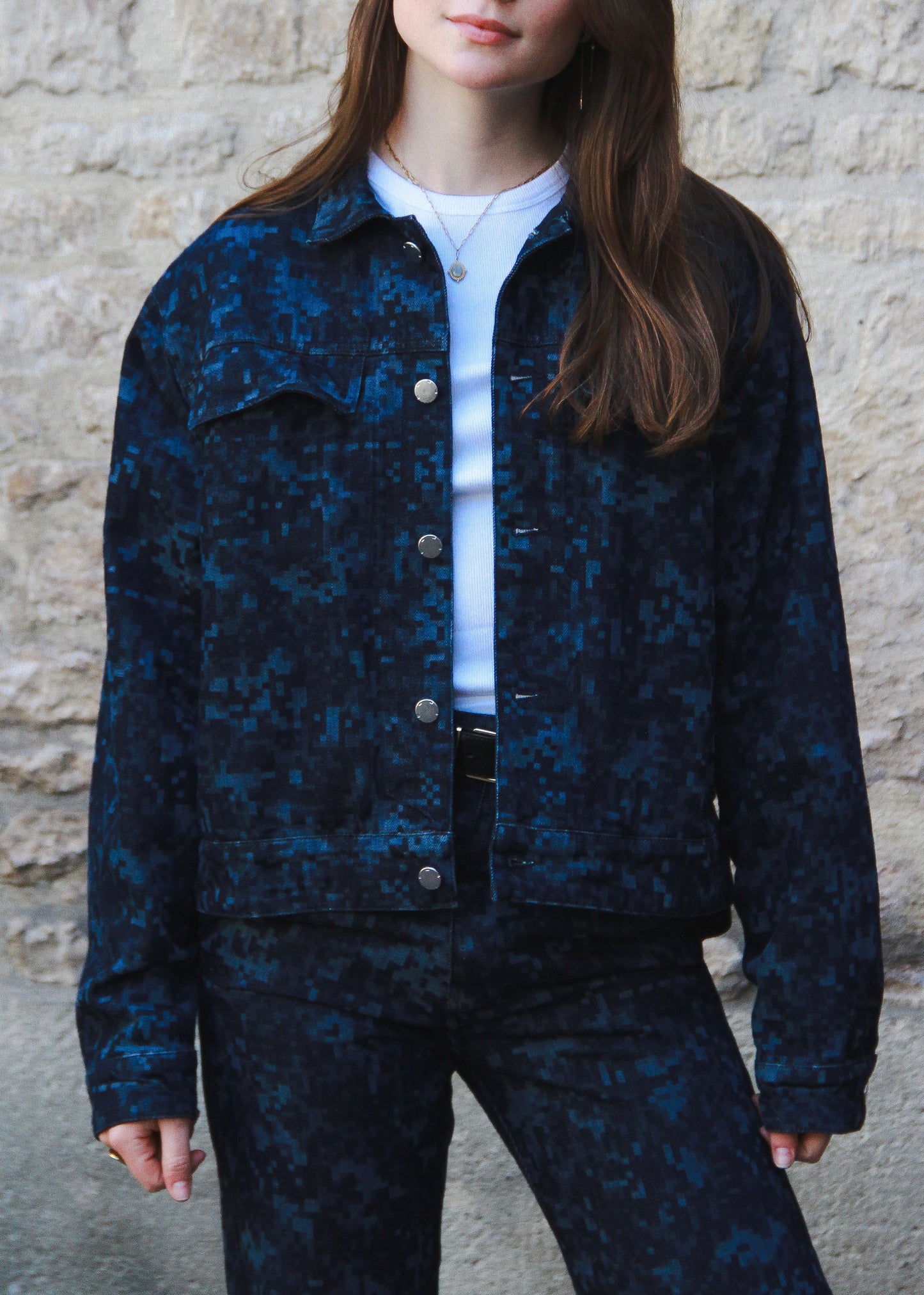 Night Camo Denim Jacket - Raw Blue