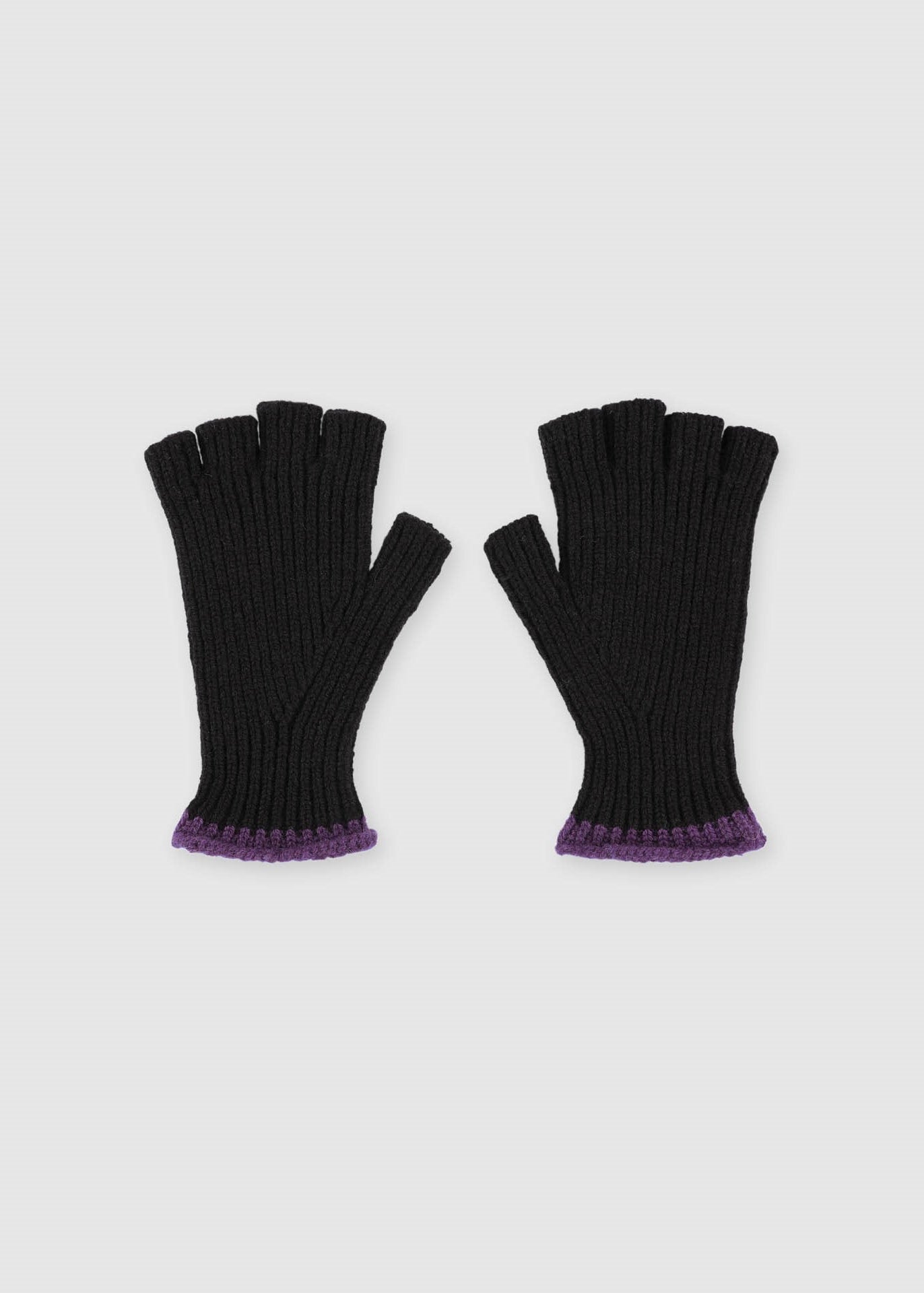 Mitaines Lost My Fingers in Ribbed Gloves - Black
