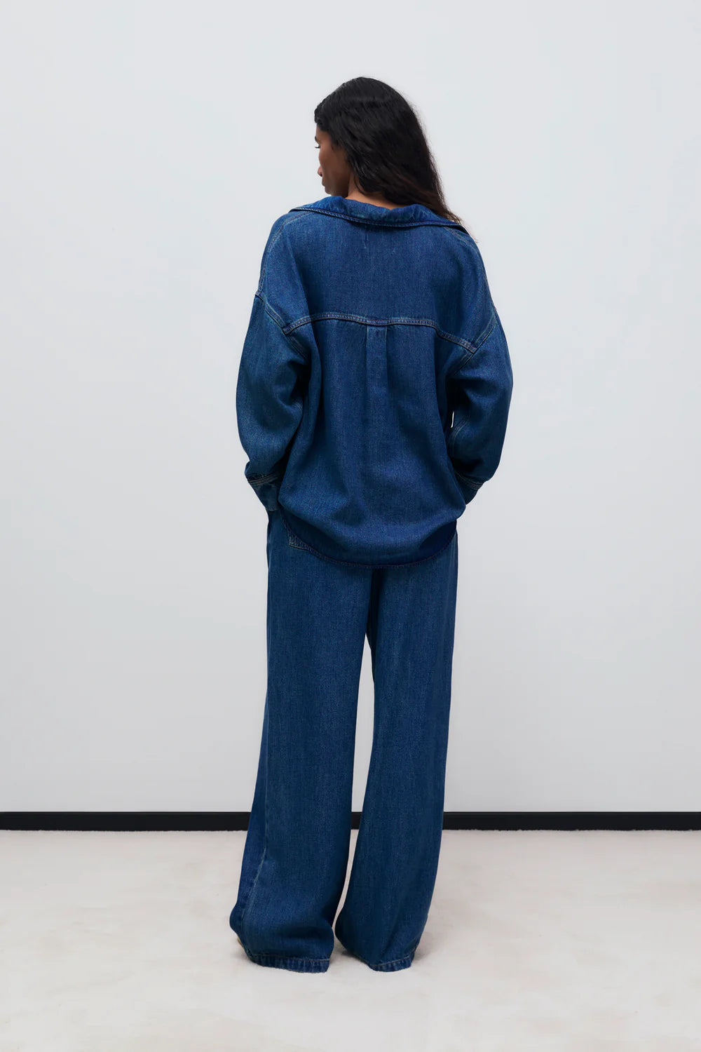 Tencel woman pant blue denim