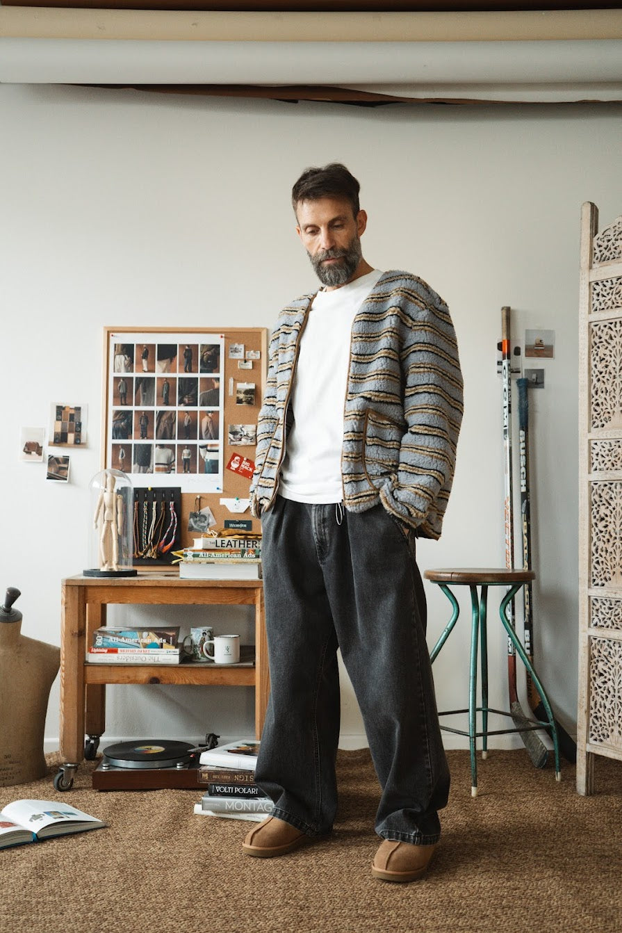 Cardigan Cameron Zip - Grey Stripes