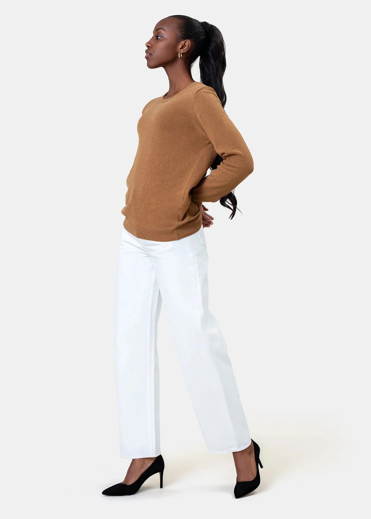 Women Classic merino wool crew Sahara Camel