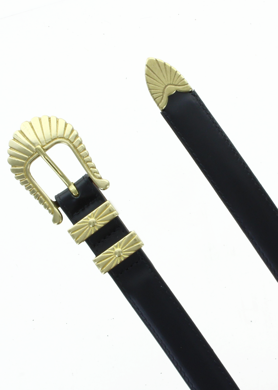 Ceinture cuir box noir 94607BR