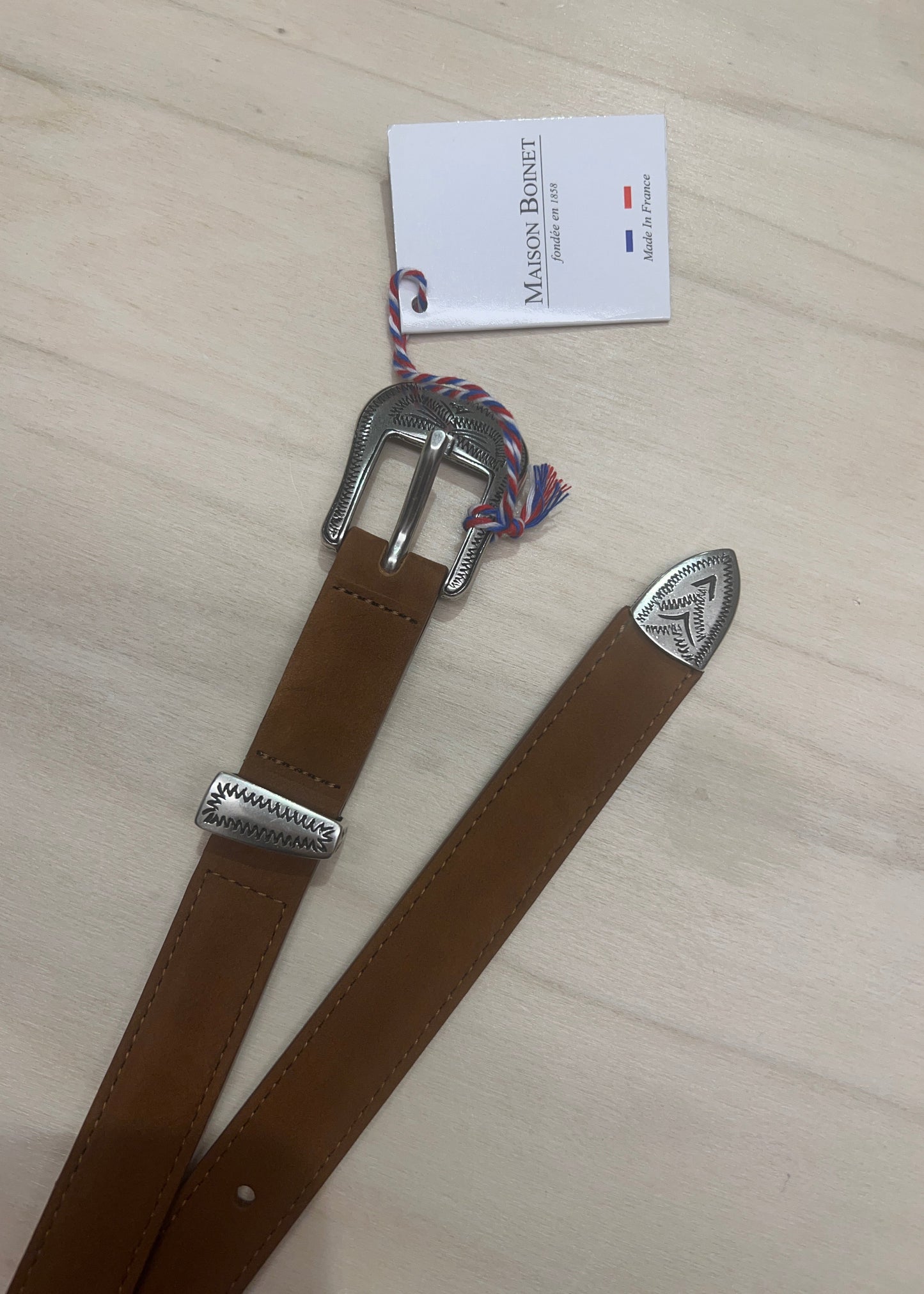 Ceinture en daim havane 94659AS