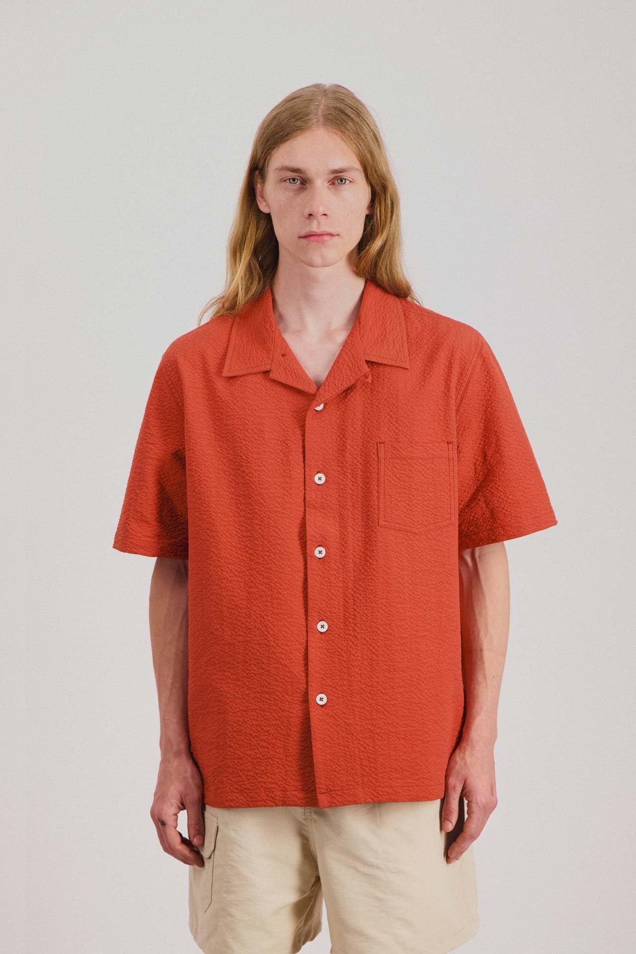Chemise Cocktail Shirt Seersucker - Red