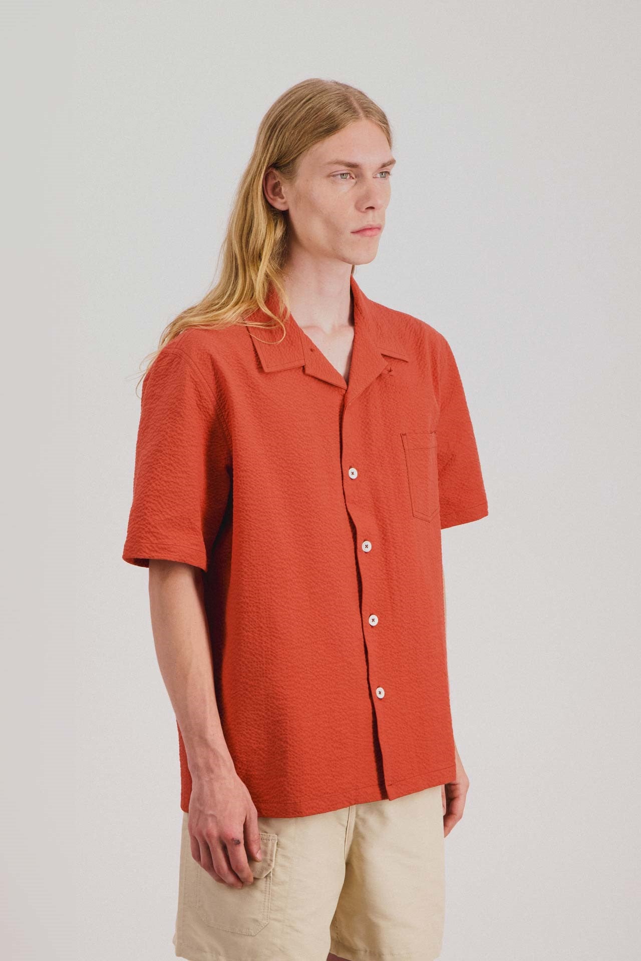 Chemise Cocktail Shirt Seersucker - Red