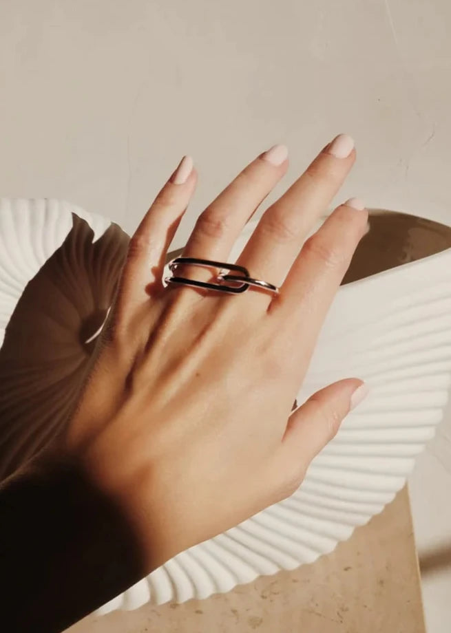 Bague double L’audacieuse argent