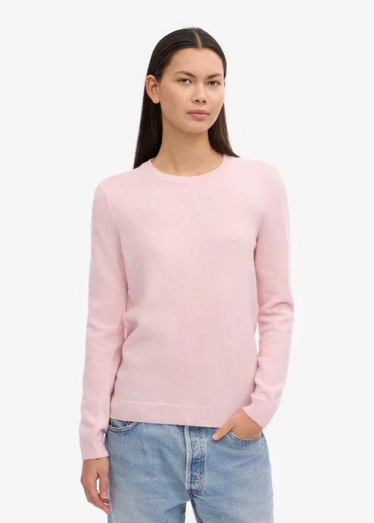 Women light merino wool crew - Faded Pink
