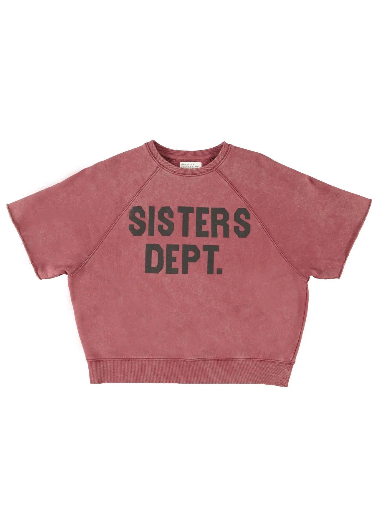 Short sleeve sweatshirt | Bordeaux w/ "sisters dept" print