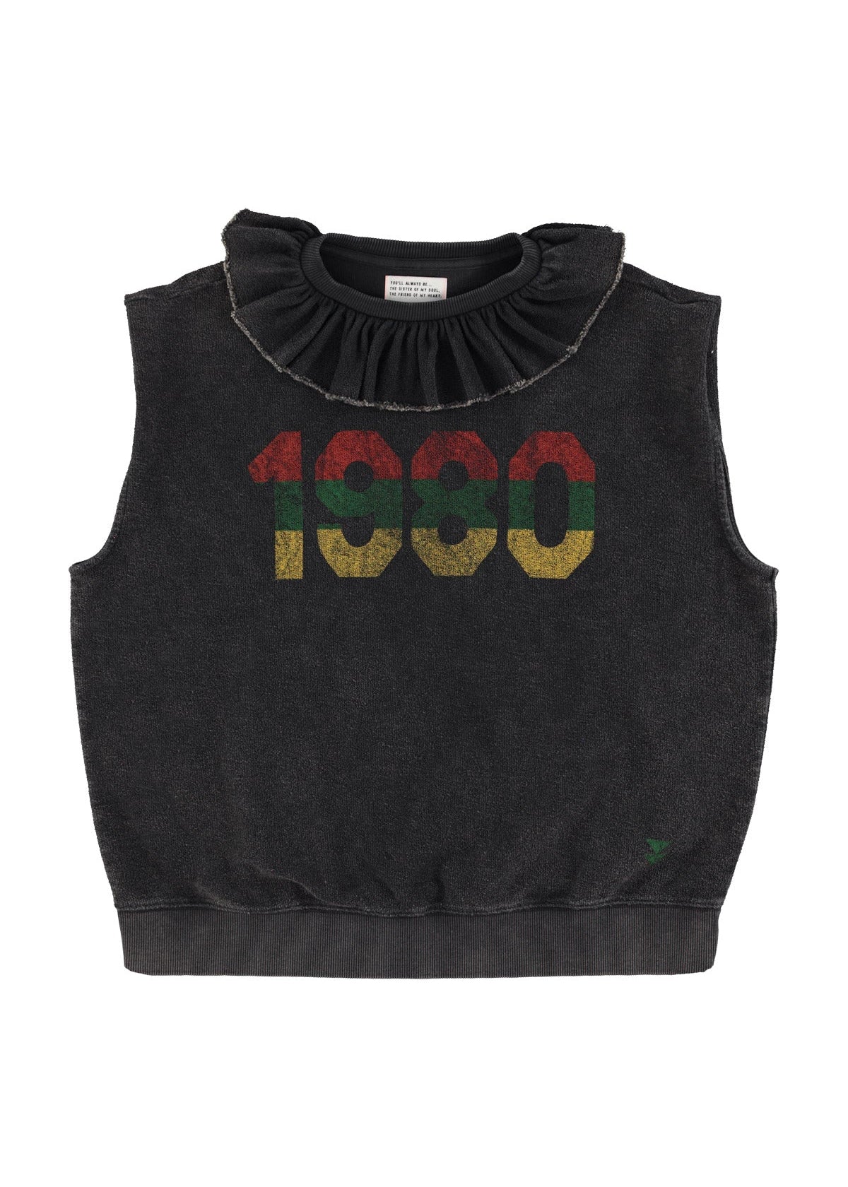 Sleeveless sweat-shirt collar - Washed black 1980