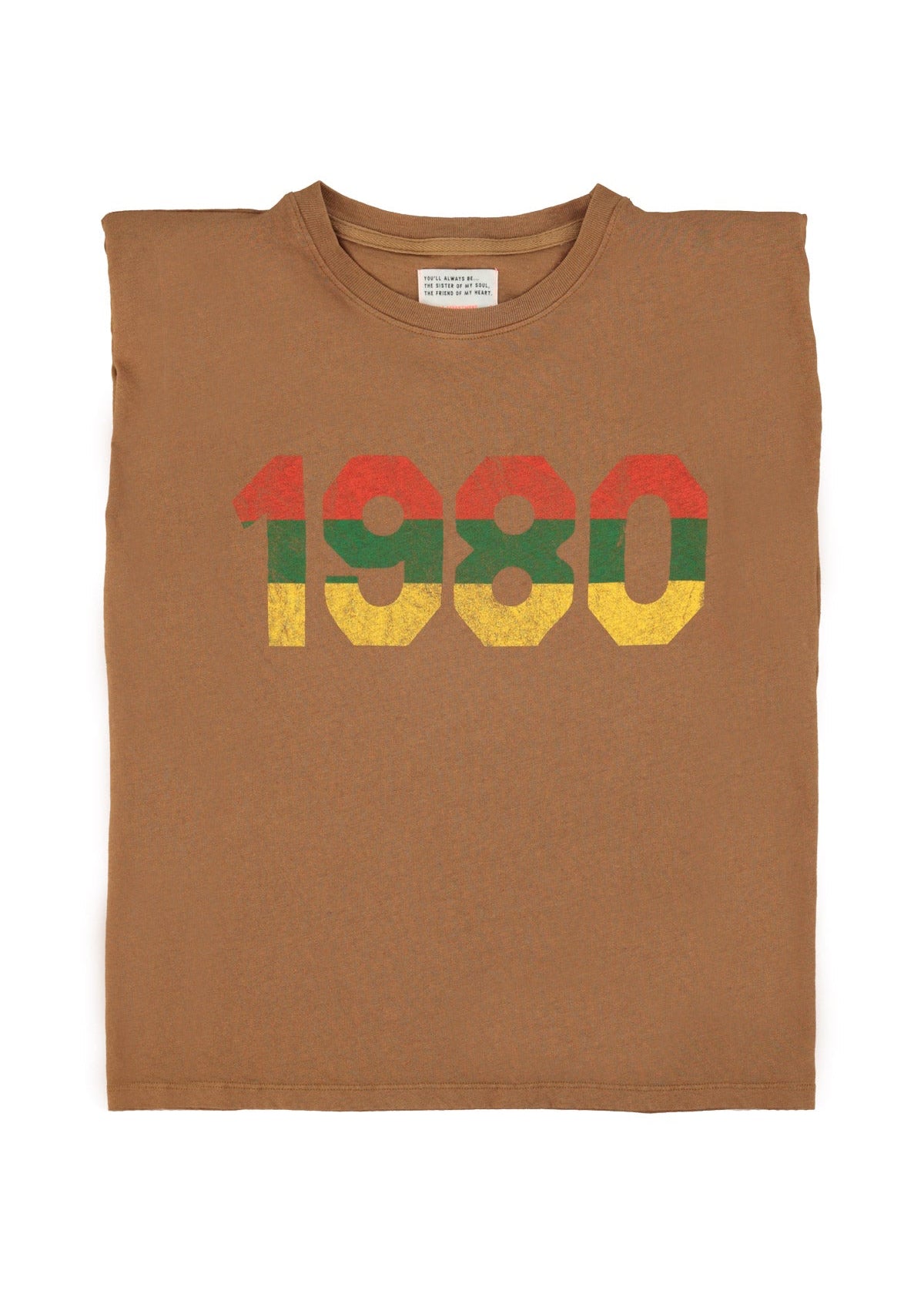 Sleeveless t-shirt shoulder pads - Brown 1980