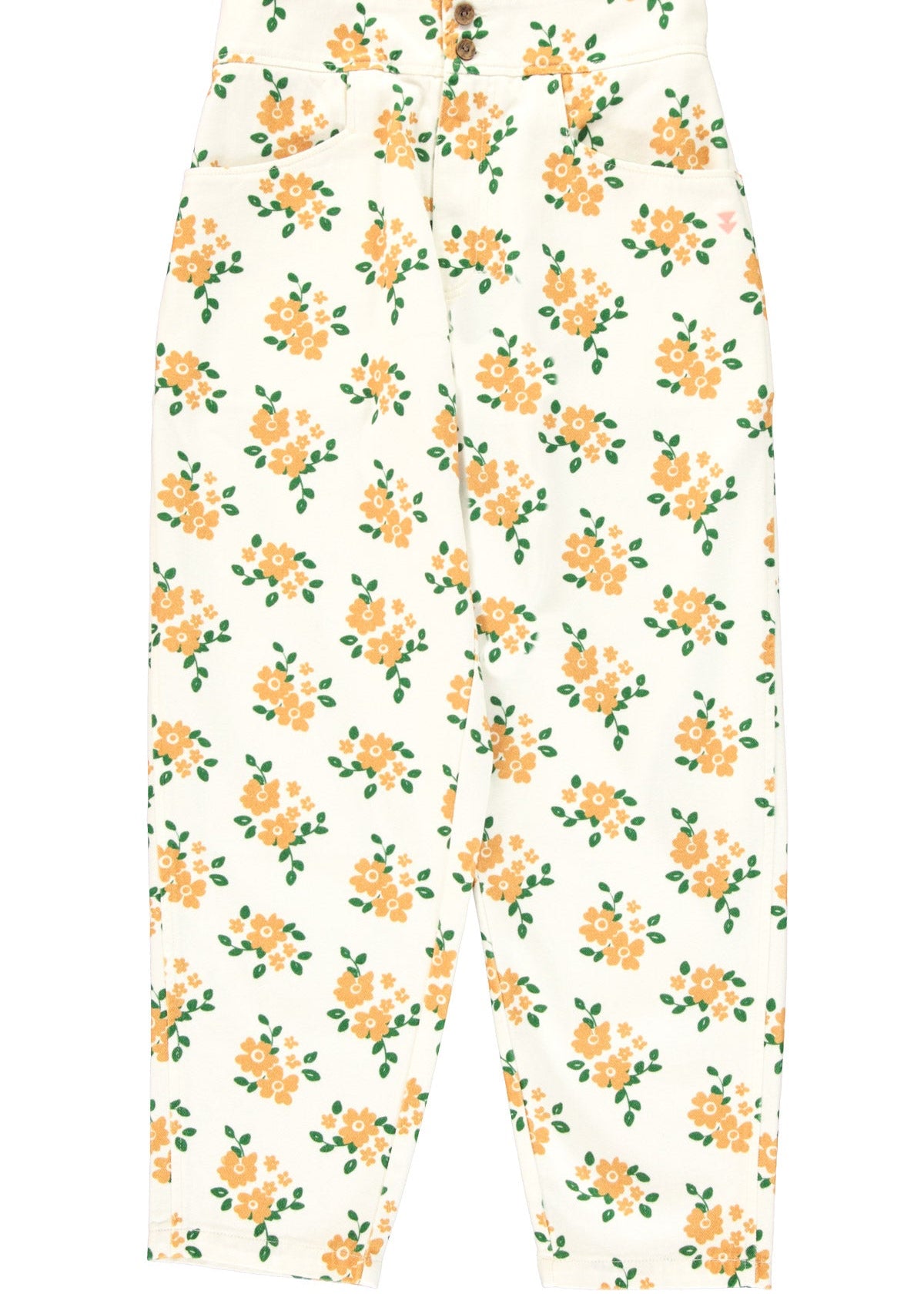 Trousers - Ecru Mustard Flowers