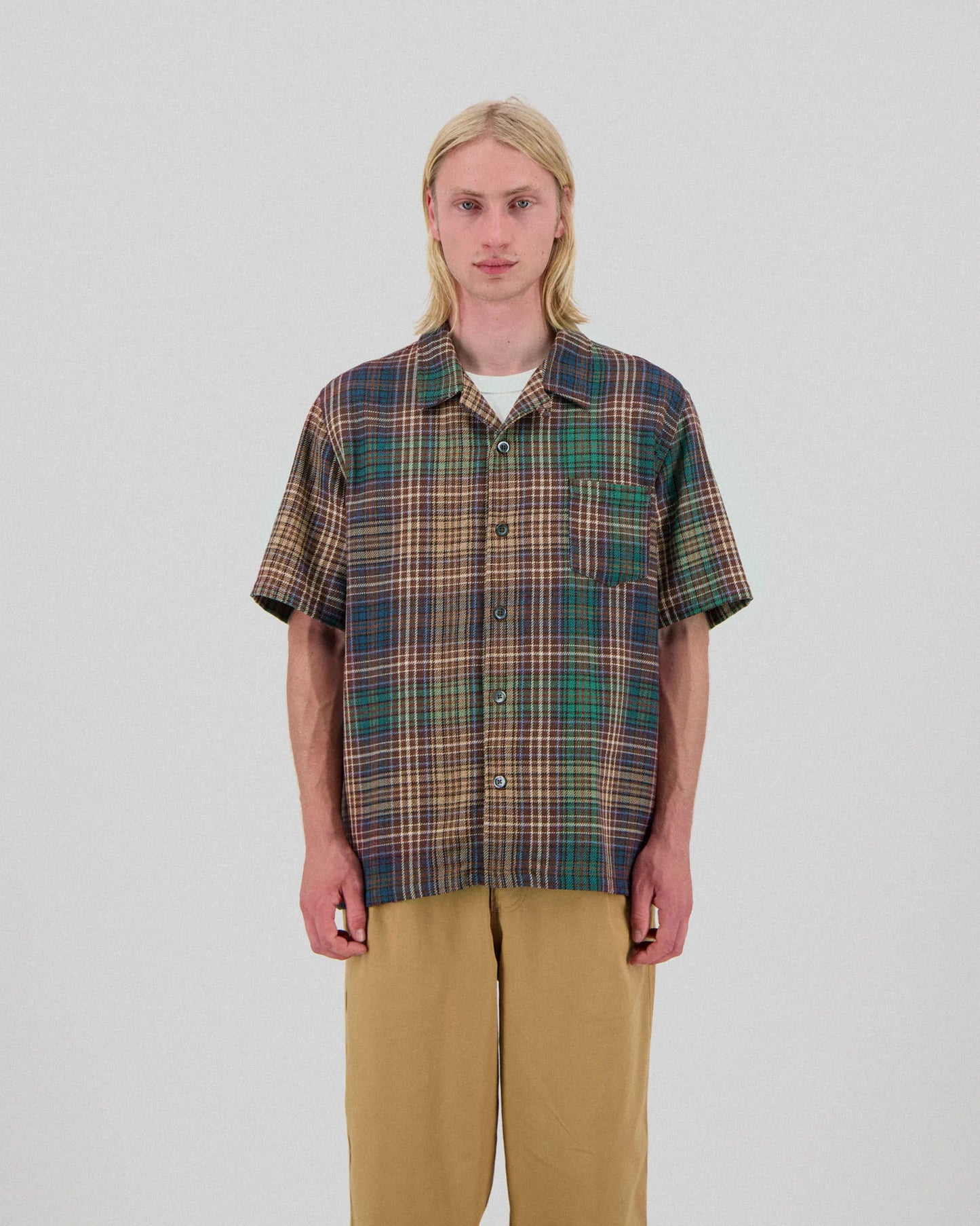 Chemise Cocktail Shirt Japanese Twill Check - Brown