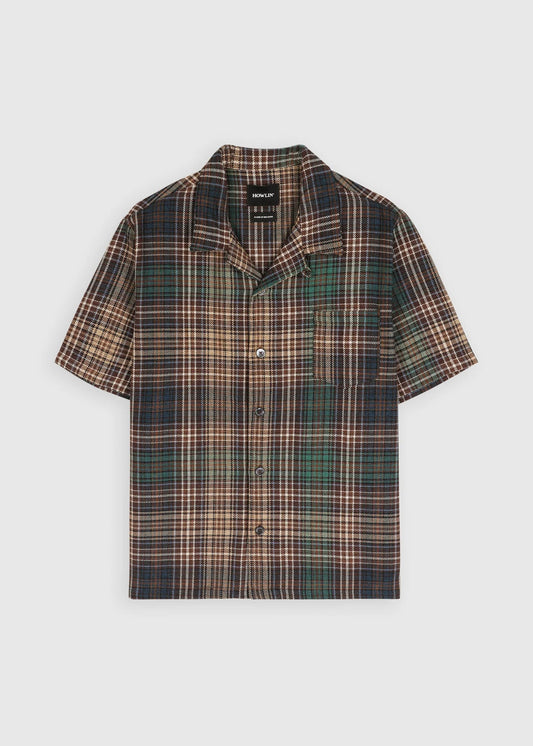 Chemise Cocktail Shirt Japanese Twill Check - Brown