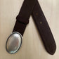Ceinture daim chocolat boucle plate 94975AS