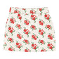 Short skirt - Ecru Red Flowers