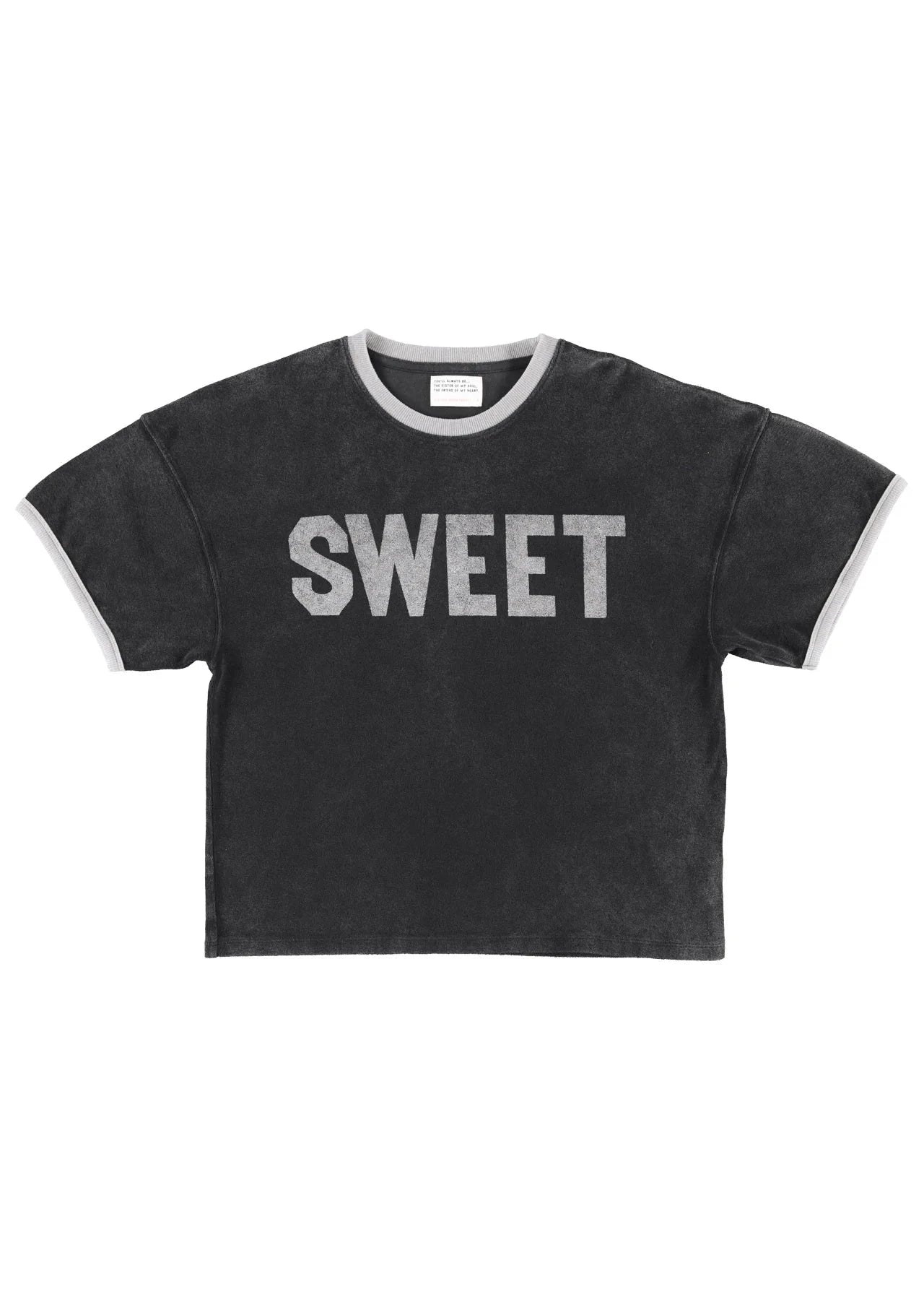 T-shirt w/ short sleeves | Faded black w/ "sweet" print