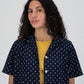 Cocktails for the Girls shirt - Japanese Polka dot navy