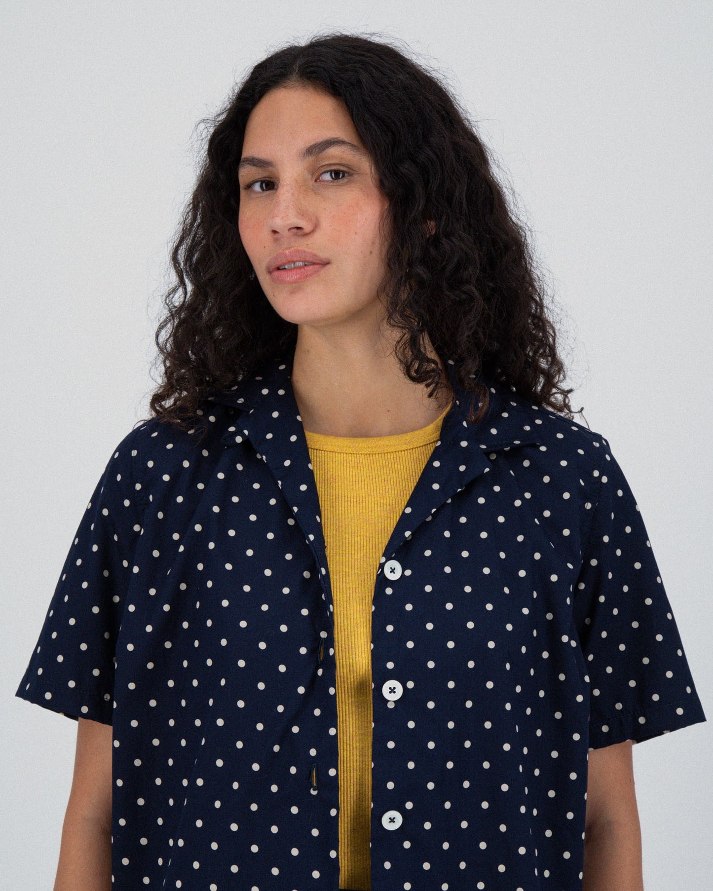 Cocktails for the Girls shirt - Japanese Polka dot navy