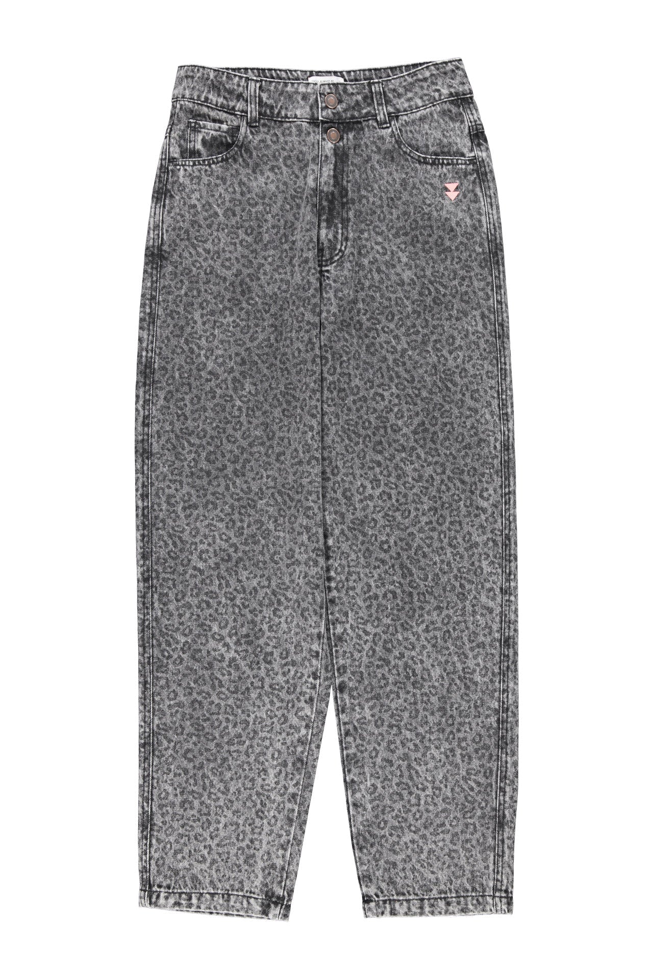 Trousers | Washed black denim w/ animal print