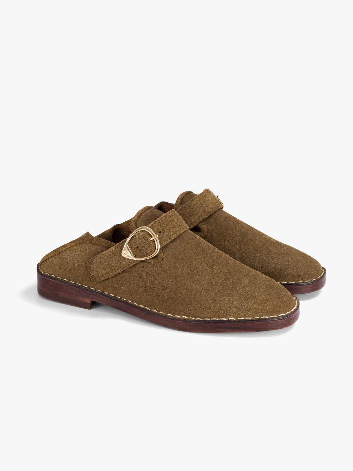 Slipper-mule Lucca - cuir suédé kaki