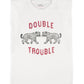 Sleeveless t-shirt w/ shoulder pads Ecru w/ « double trouble » Print