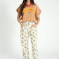 Trousers - Ecru Mustard Flowers