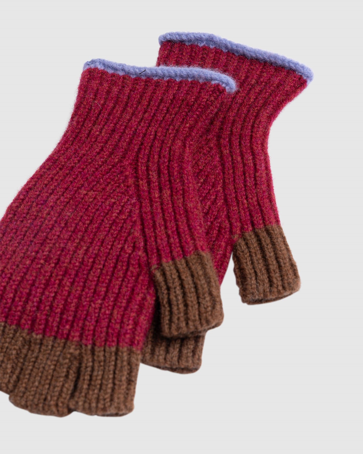 No Fingers in there Ribbed Gloves - Cherry Glow