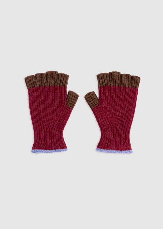 No Fingers in there Ribbed Gloves - Cherry Glow