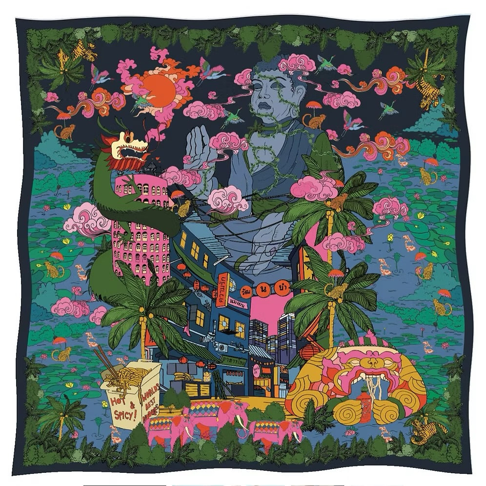 Foulard Noodle Land - Bleu marine