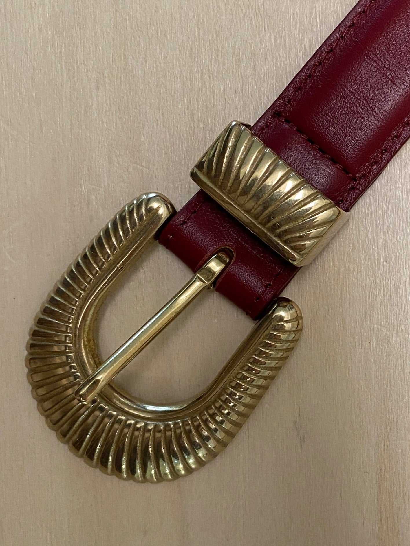 Ceinture cuir bordeaux boucle western 94985BR