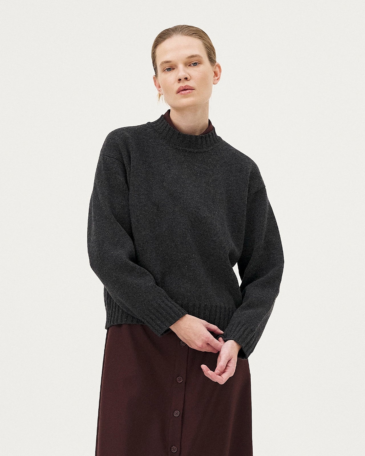 Pull col rond Miwa - Anthracite