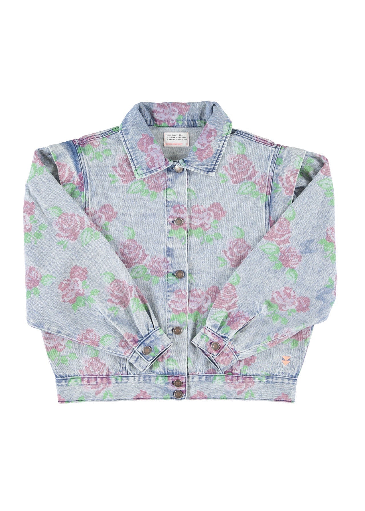 Jacket | Washed blue denim w/ flowers