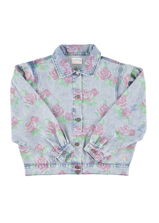 Jacket | Washed blue denim w/ flowers