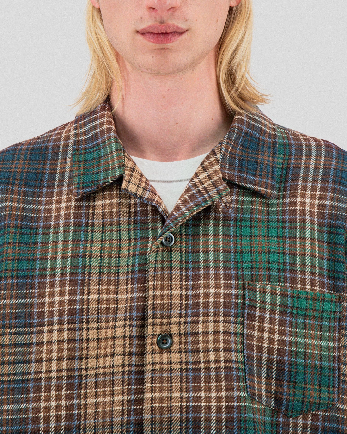 Chemise Cocktail Shirt Japanese Twill Check - Brown