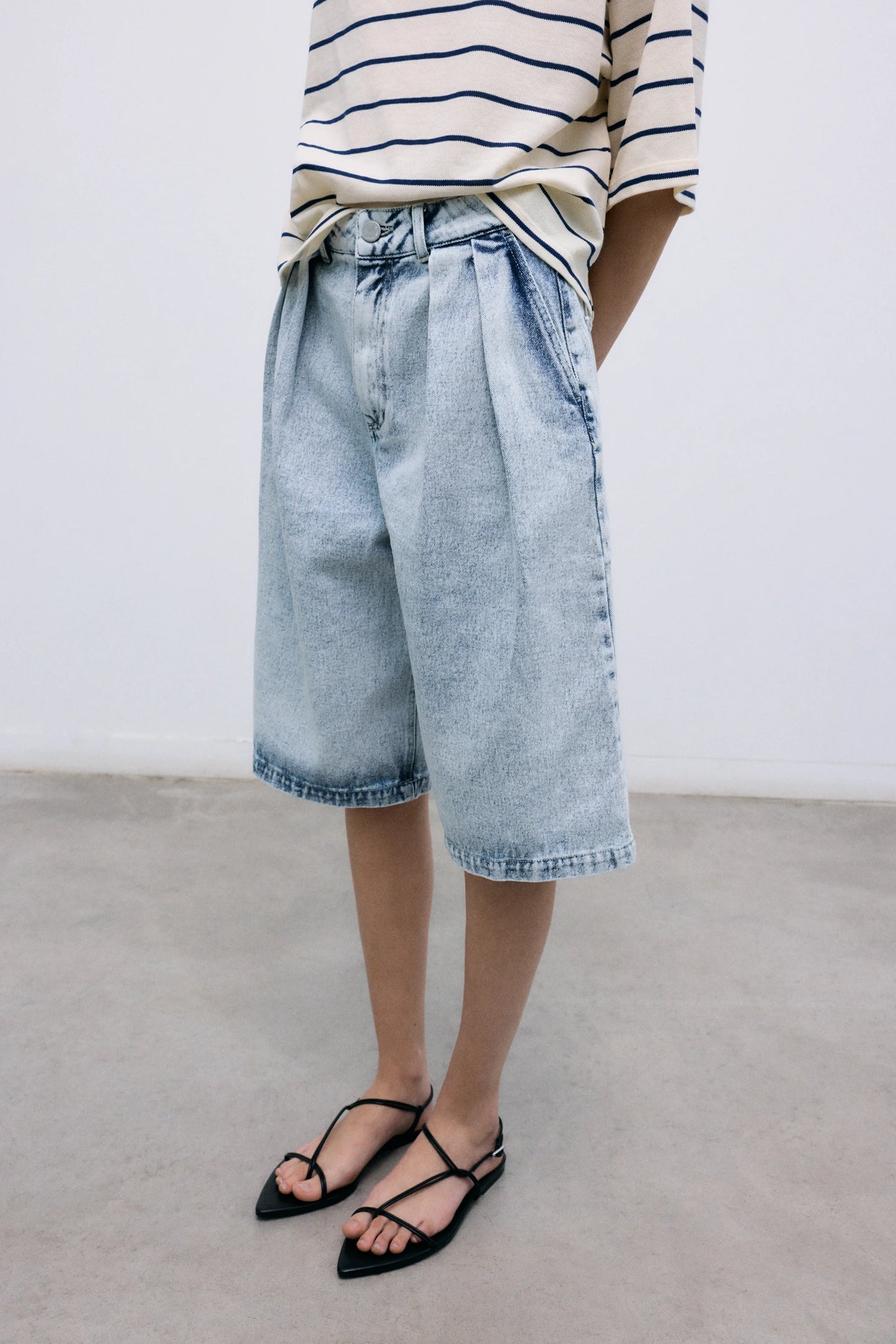 TNS Denim Woman Bermuda - Bleach Denim