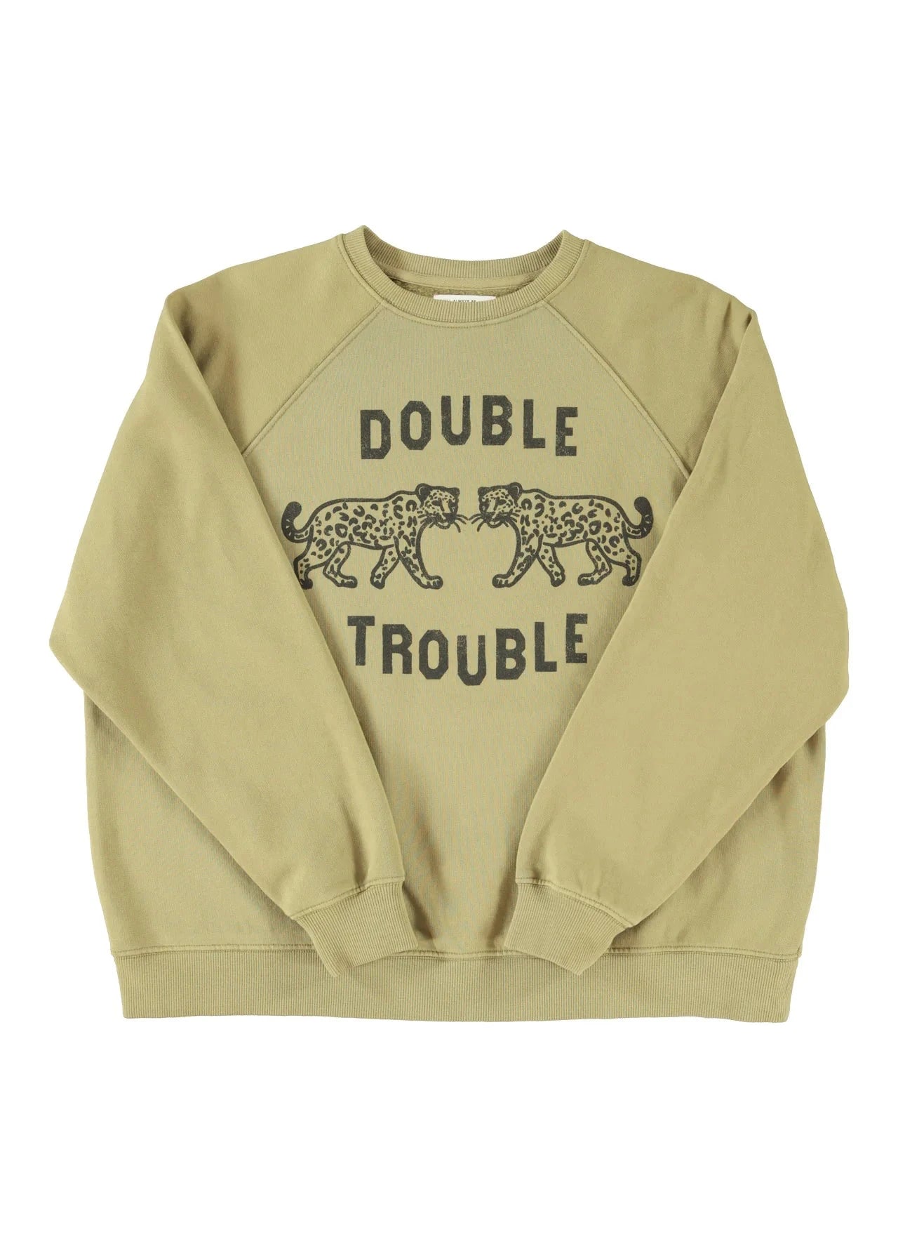 Fitted sweatshirt | Kakhi w/ "double trouble" print