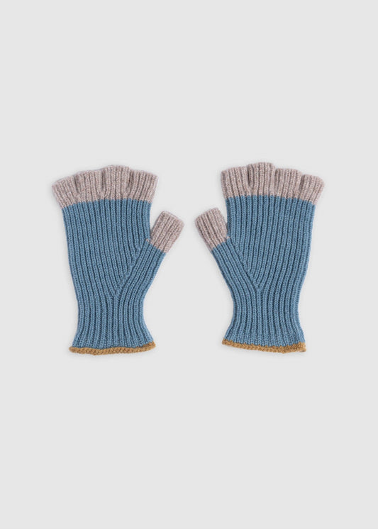 No Fingers in there Ribbed Gloves - Soft Blue