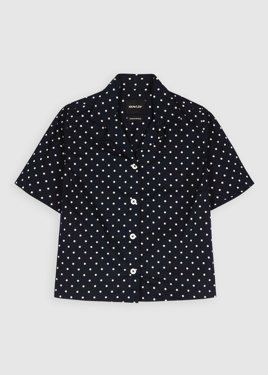 Cocktails for the Girls shirt - Japanese Polka dot navy